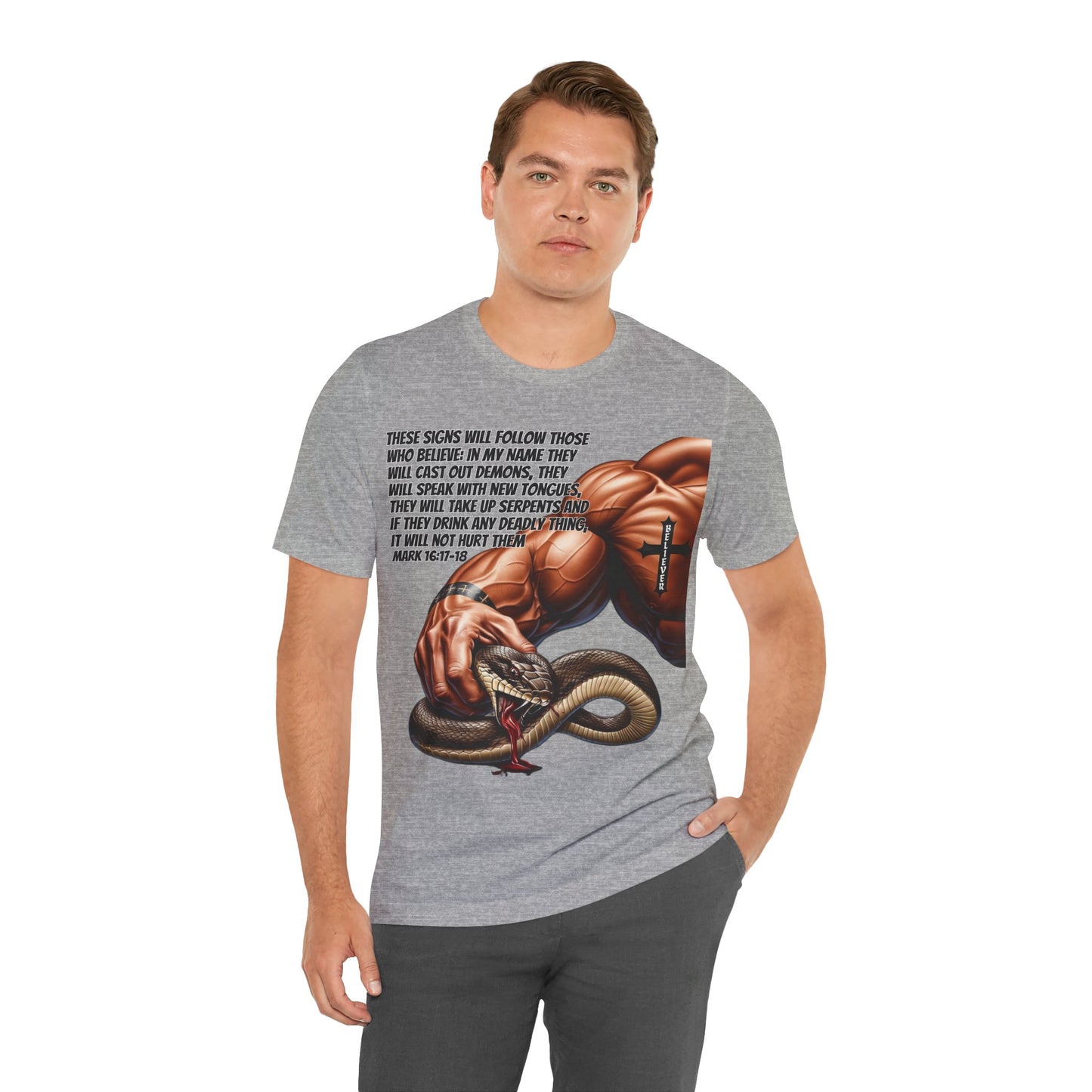 The Holy Fight "These Signs Will Follow" Christian T-Shirt – Crush Evil with Faith and Strength
