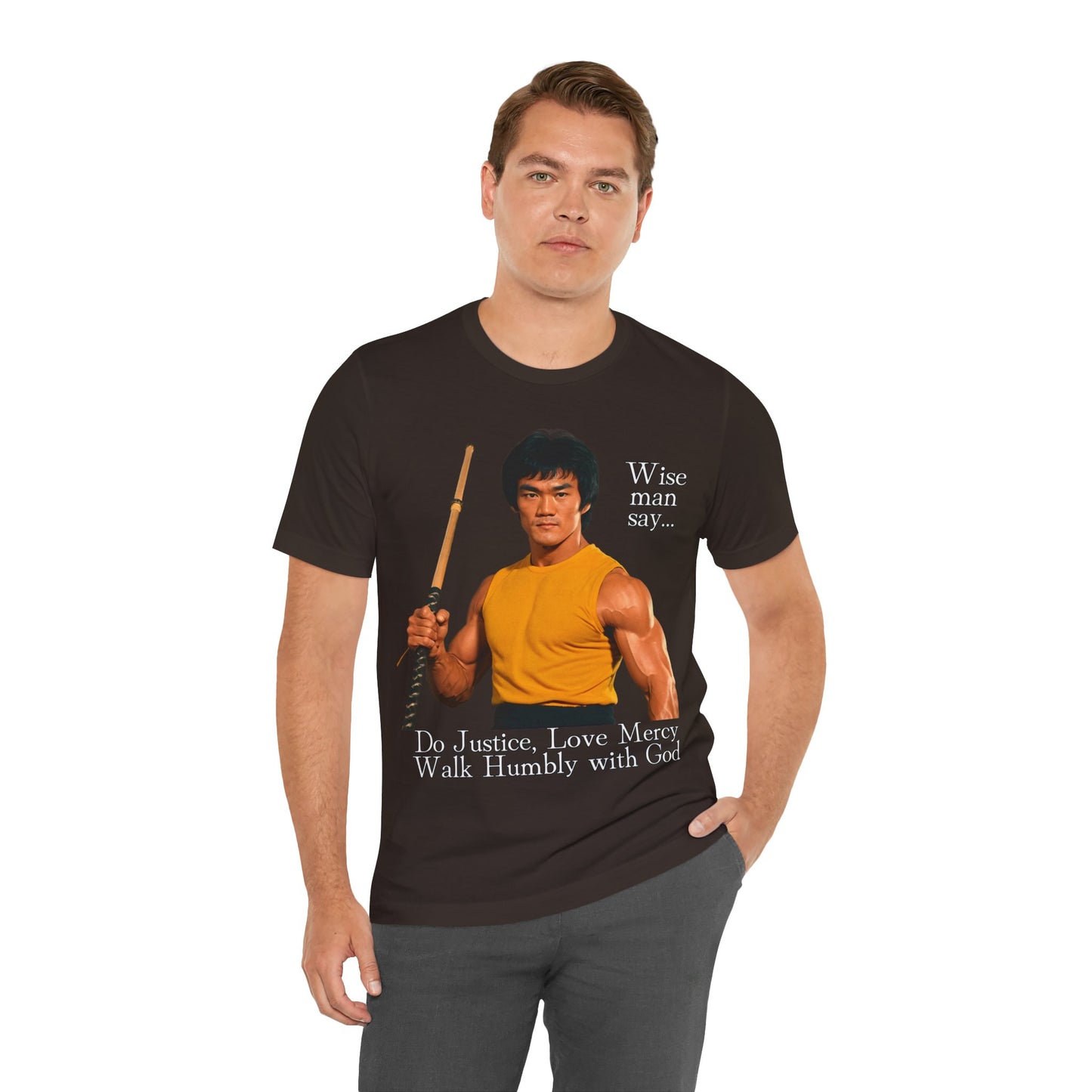 "Bruce Lee Wisdom T-Shirt | Do Justice, Love Mercy - Micah 6:8 Christian Apparel by The Holy Fight"