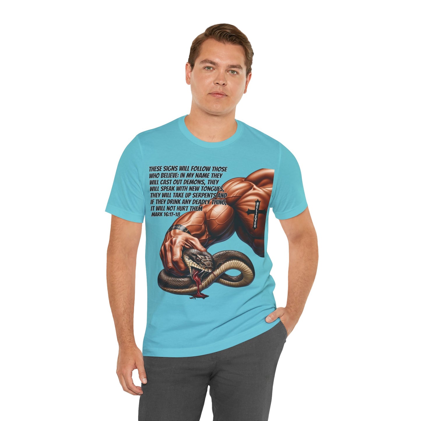 The Holy Fight "These Signs Will Follow" Christian T-Shirt – Crush Evil with Faith and Strength