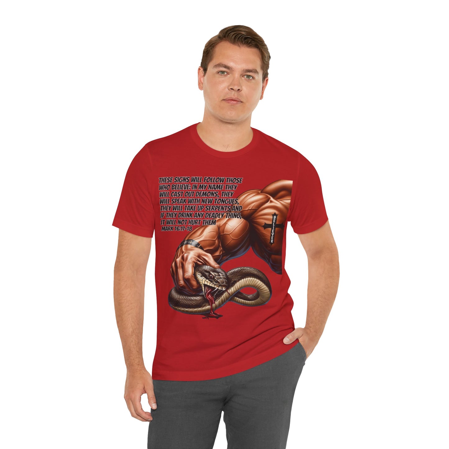 The Holy Fight "These Signs Will Follow" Christian T-Shirt – Crush Evil with Faith and Strength