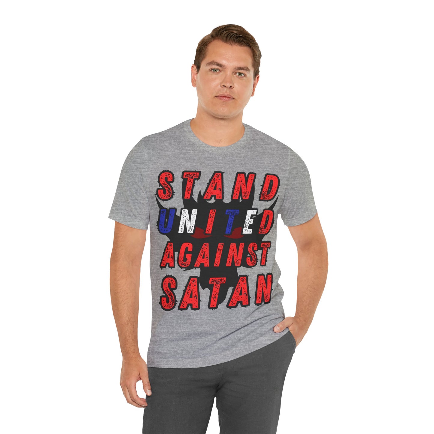 Christian T-Shirt: Stand United Against Satan Unisex T-Shirt by The Holy Fight