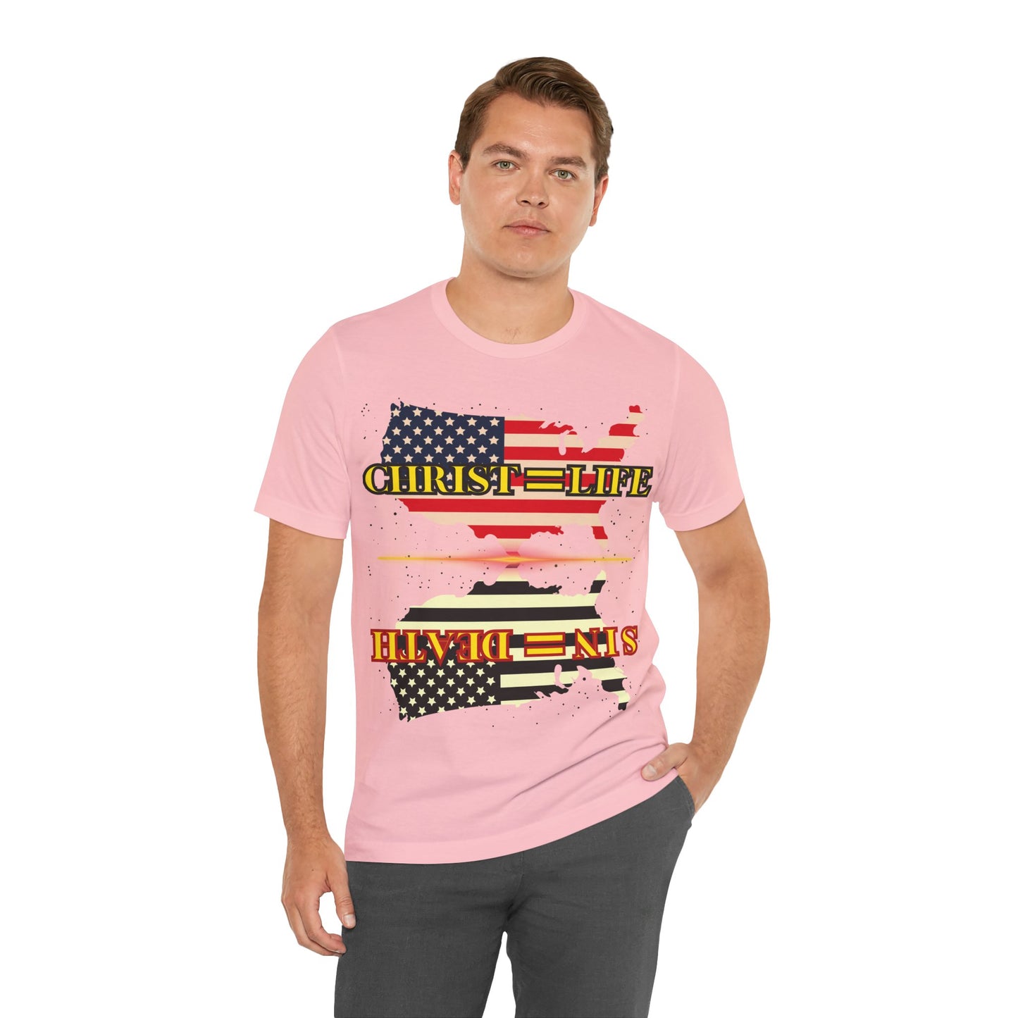 The Holy Fight “Christ=Life, Sin=Death” American Flag Christian T-Shirt