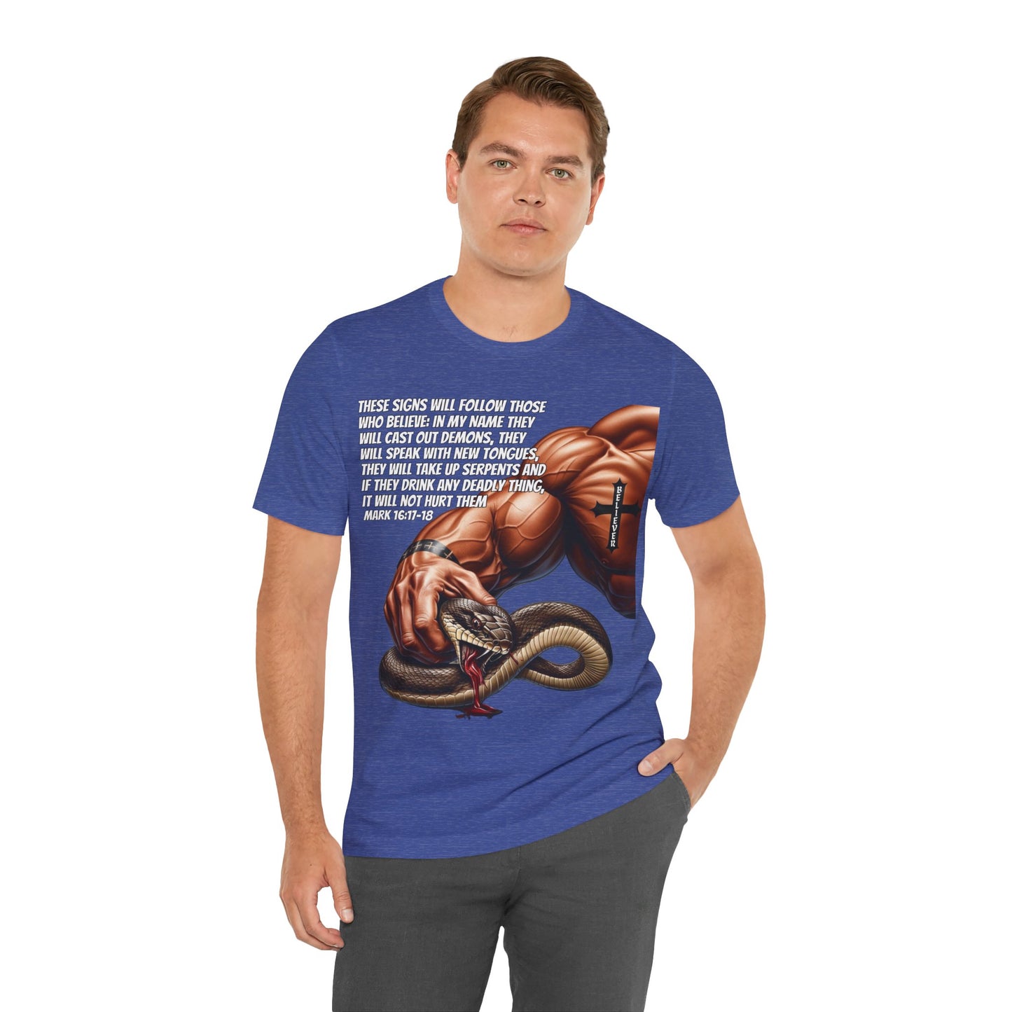 The Holy Fight "These Signs Will Follow" Christian T-Shirt – Crush Evil with Faith and Strength