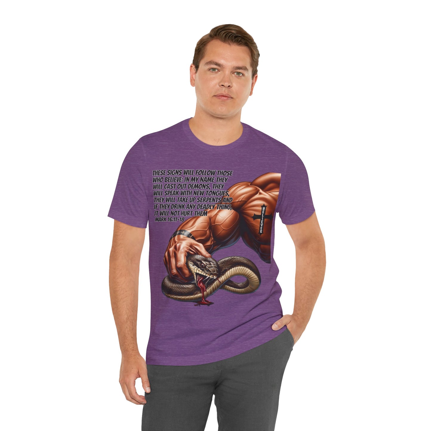 The Holy Fight "These Signs Will Follow" Christian T-Shirt – Crush Evil with Faith and Strength