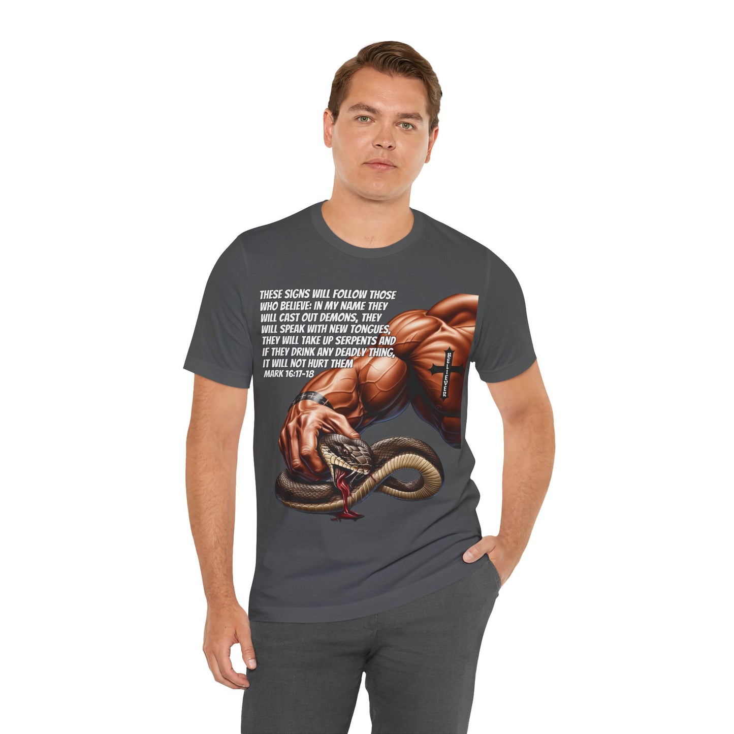 The Holy Fight "These Signs Will Follow" Christian T-Shirt – Crush Evil with Faith and Strength