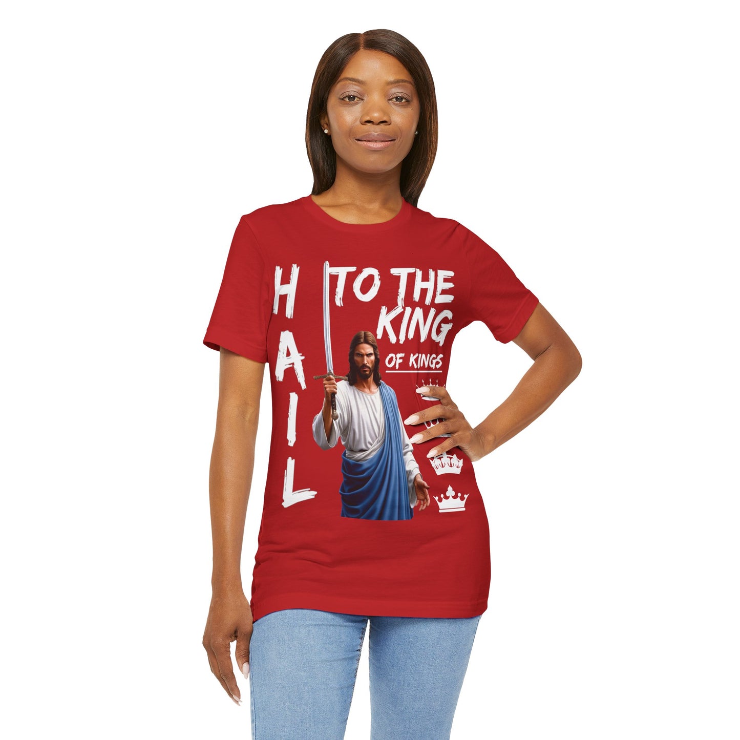 "Hail to the King of Kings T-Shirt | Powerful Christian Symbolism by The Holy Fight"