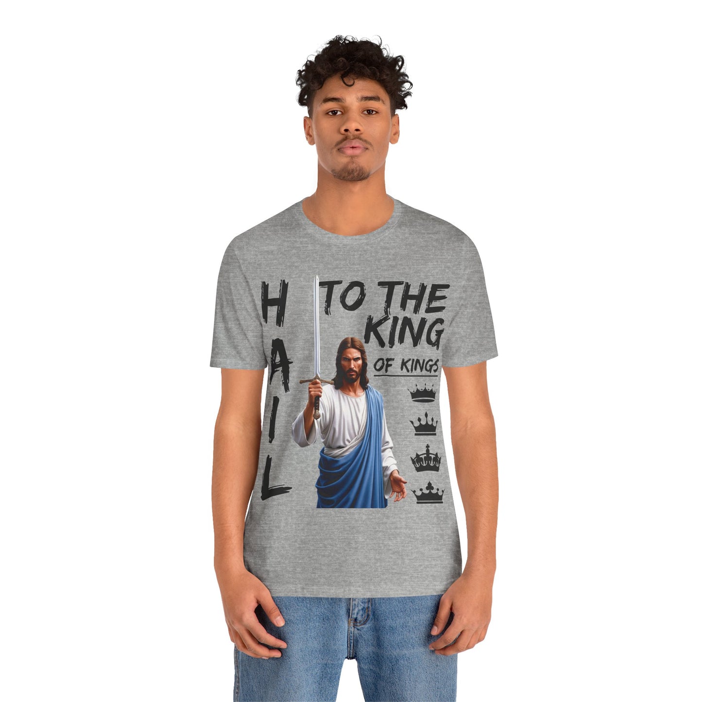 "Hail to the King of Kings T-Shirt | Powerful Christian Symbolism by The Holy Fight"