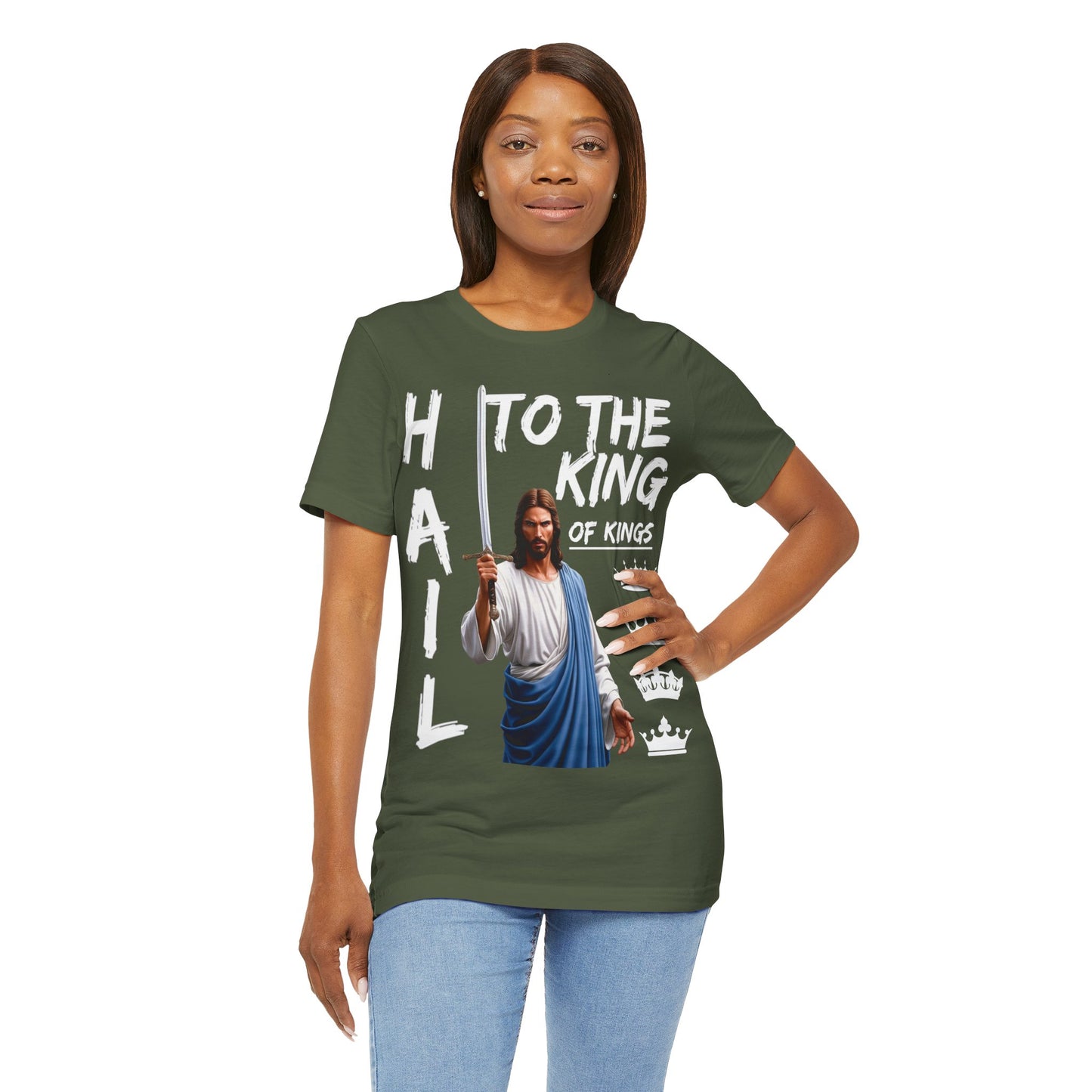 "Hail to the King of Kings T-Shirt | Powerful Christian Symbolism by The Holy Fight"