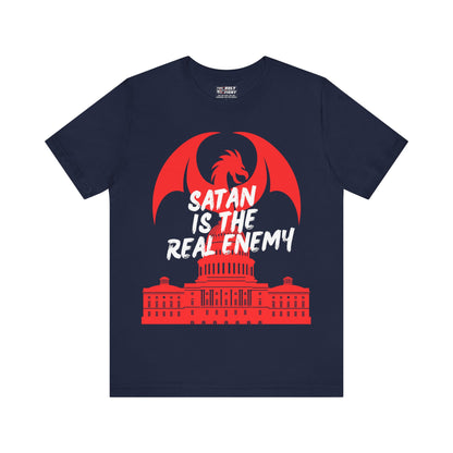 "Satan is the Real Enemy T-Shirt | Spiritual Warfare Apparel by The Holy Fight"