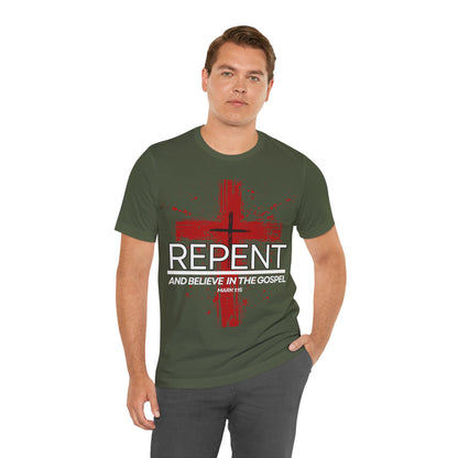 "Repent and Believe T-Shirt | Bold Christian Message Apparel by The Holy Fight"