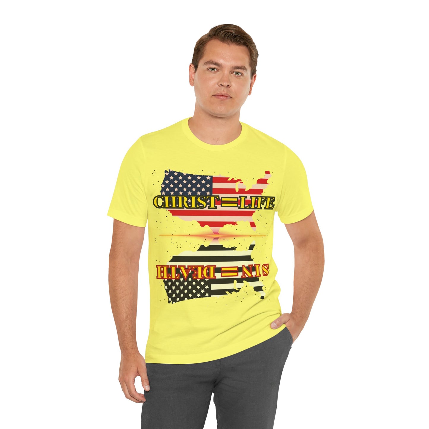 The Holy Fight “Christ=Life, Sin=Death” American Flag Christian T-Shirt