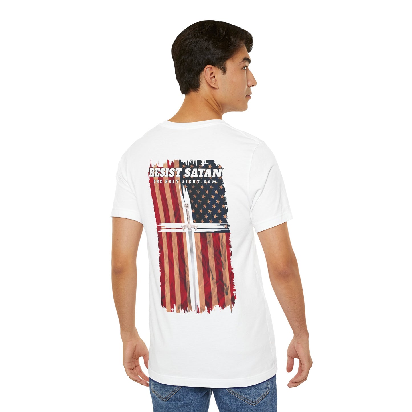 "Lady Justice and God’s Favor T-Shirt | Christian Patriotism Apparel by The Holy Fight"