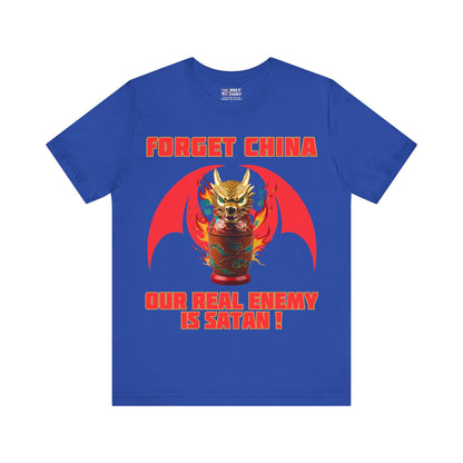 The Holy Fight "Forget China, Our Real Enemy is Satan" Christian T-Shirt – Dragon Design