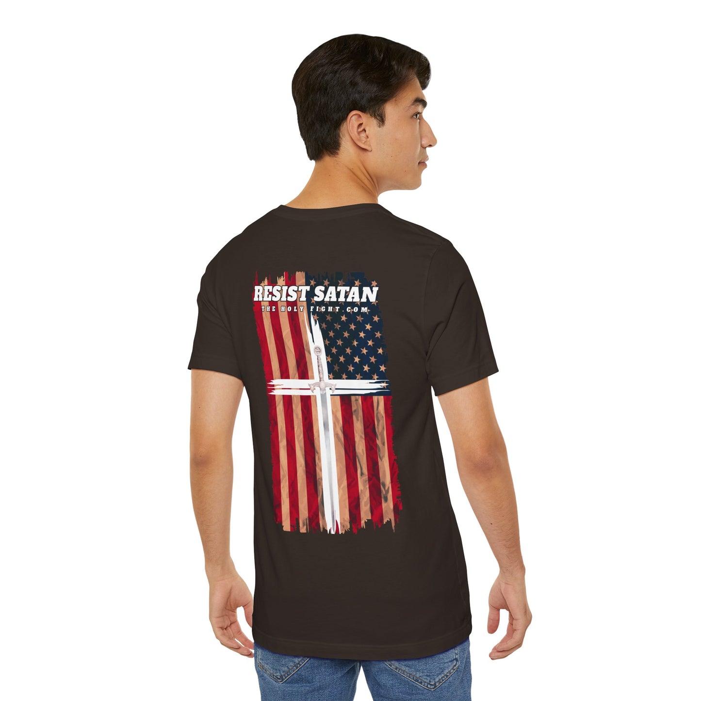 "Lady Justice and God’s Favor T-Shirt | Christian Patriotism Apparel by The Holy Fight"