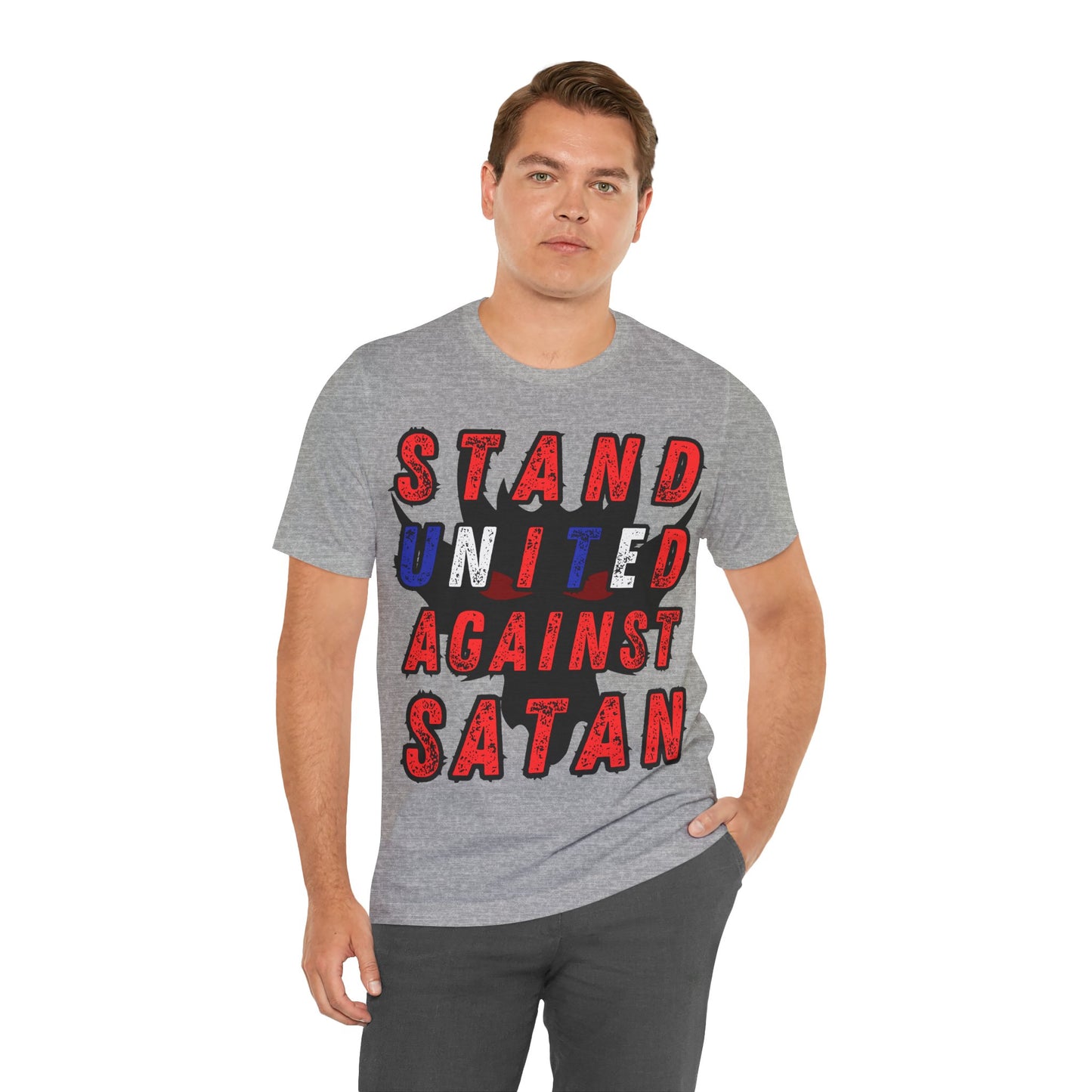 Christian T-Shirt: Stand United Against Satan Unisex T-Shirt by The Holy Fight