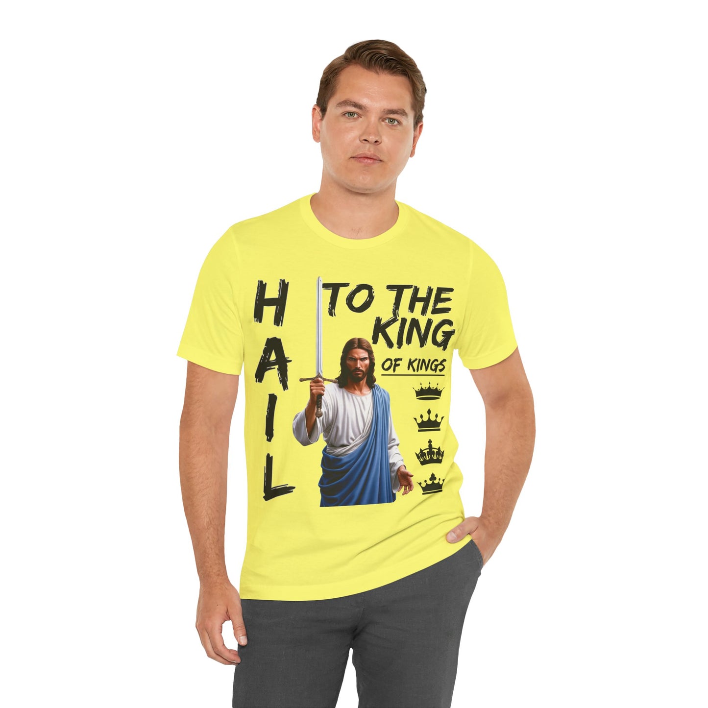 "Hail to the King of Kings T-Shirt | Powerful Christian Symbolism by The Holy Fight"