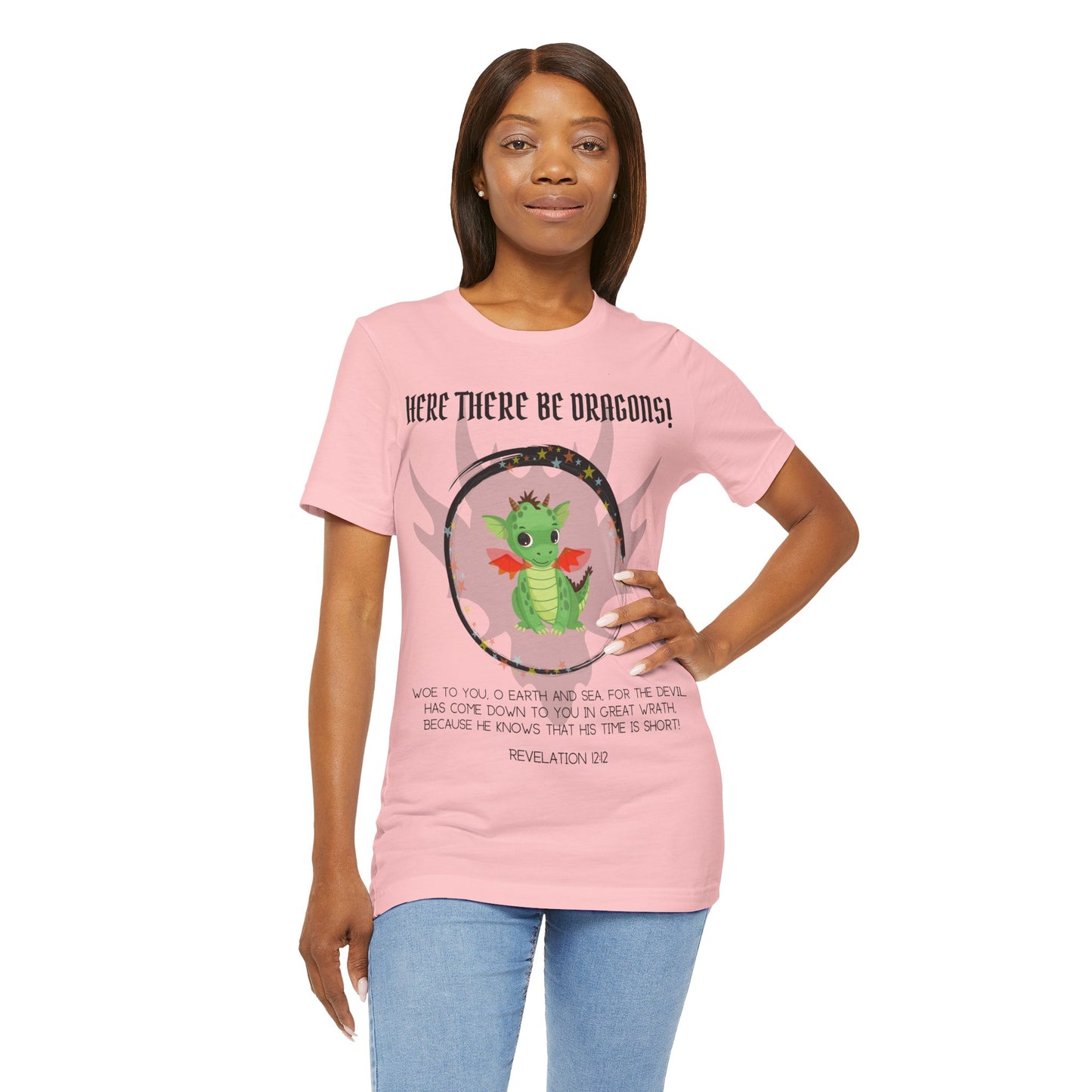 "Here There Be Dragons T-Shirt | Revelation 12:12 Christian Apparel by The Holy Fight"