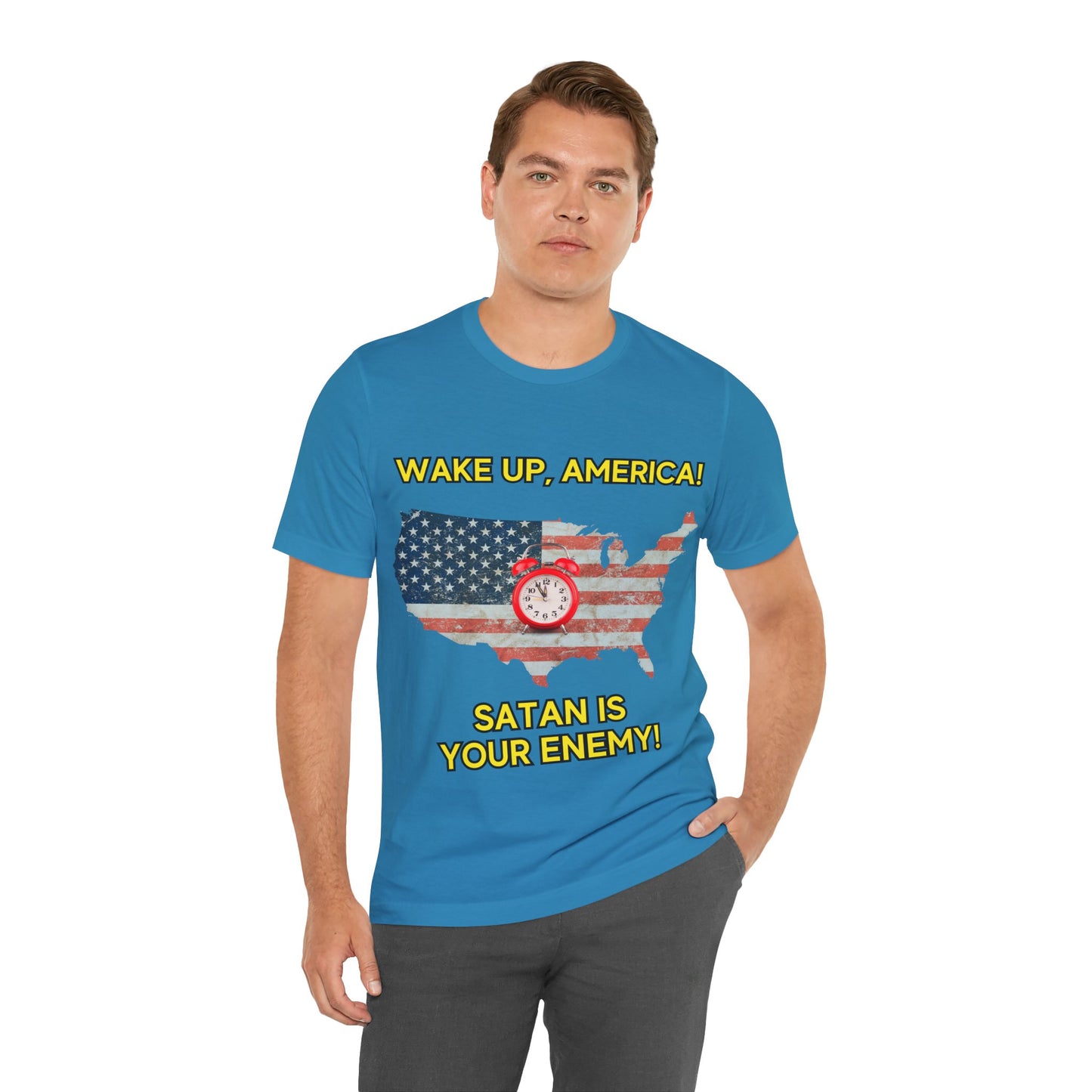 "Wake Up America T-Shirt | Christian Patriotism & Spiritual Alertness by The Holy Fight"