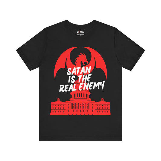 "Satan is the Real Enemy T-Shirt | Spiritual Warfare Apparel by The Holy Fight"