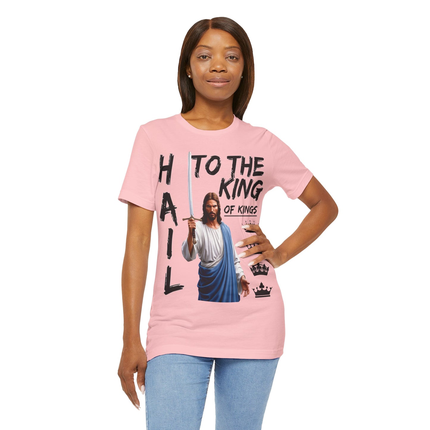 "Hail to the King of Kings T-Shirt | Powerful Christian Symbolism by The Holy Fight"