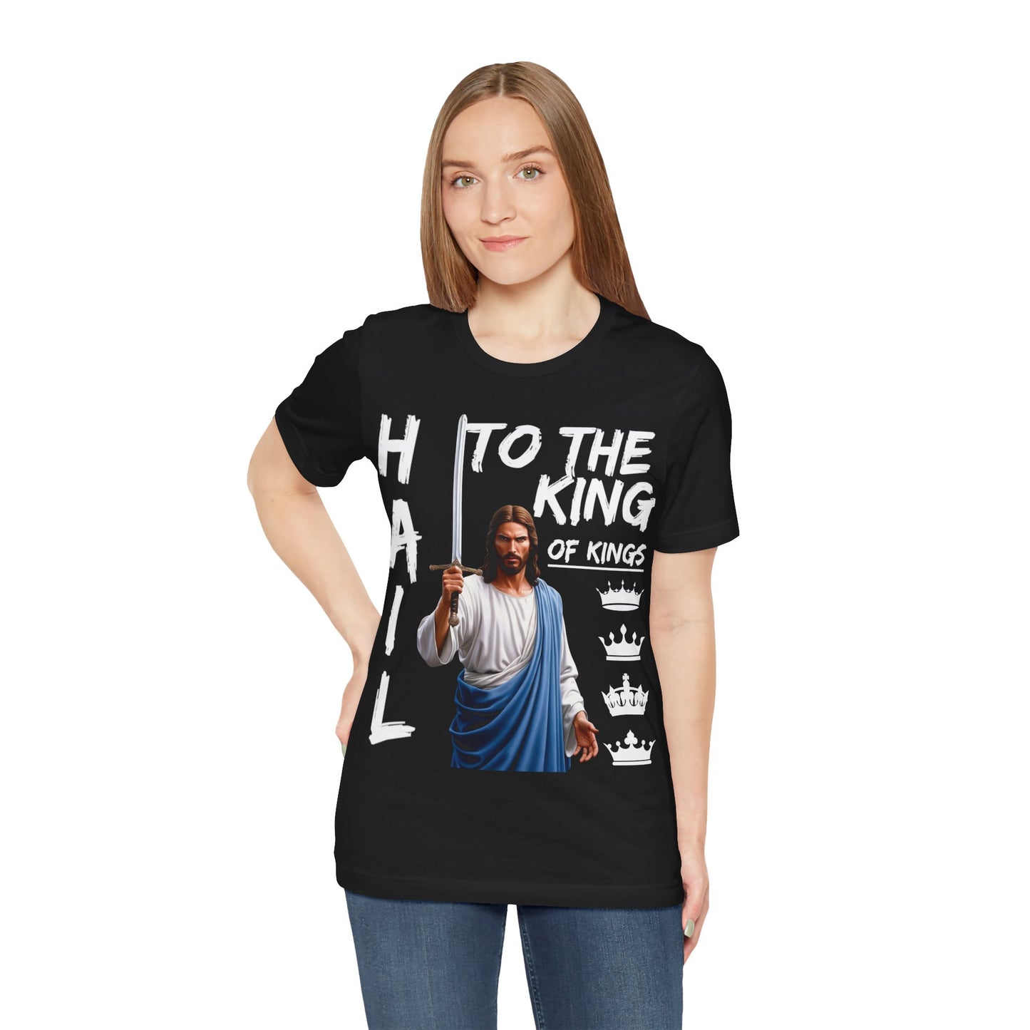 "Hail to the King of Kings T-Shirt | Powerful Christian Symbolism by The Holy Fight"