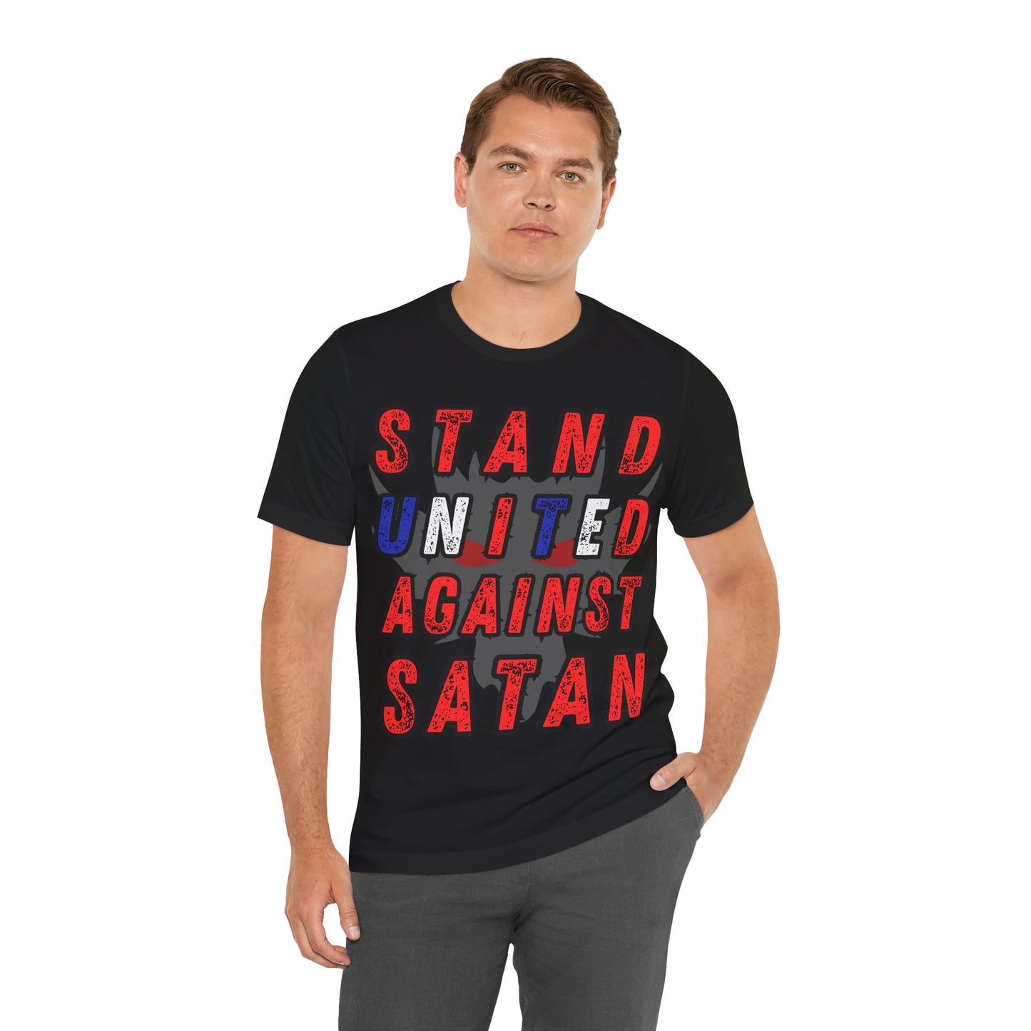 Christian T-Shirt: Stand United Against Satan Unisex T-Shirt by The Holy Fight