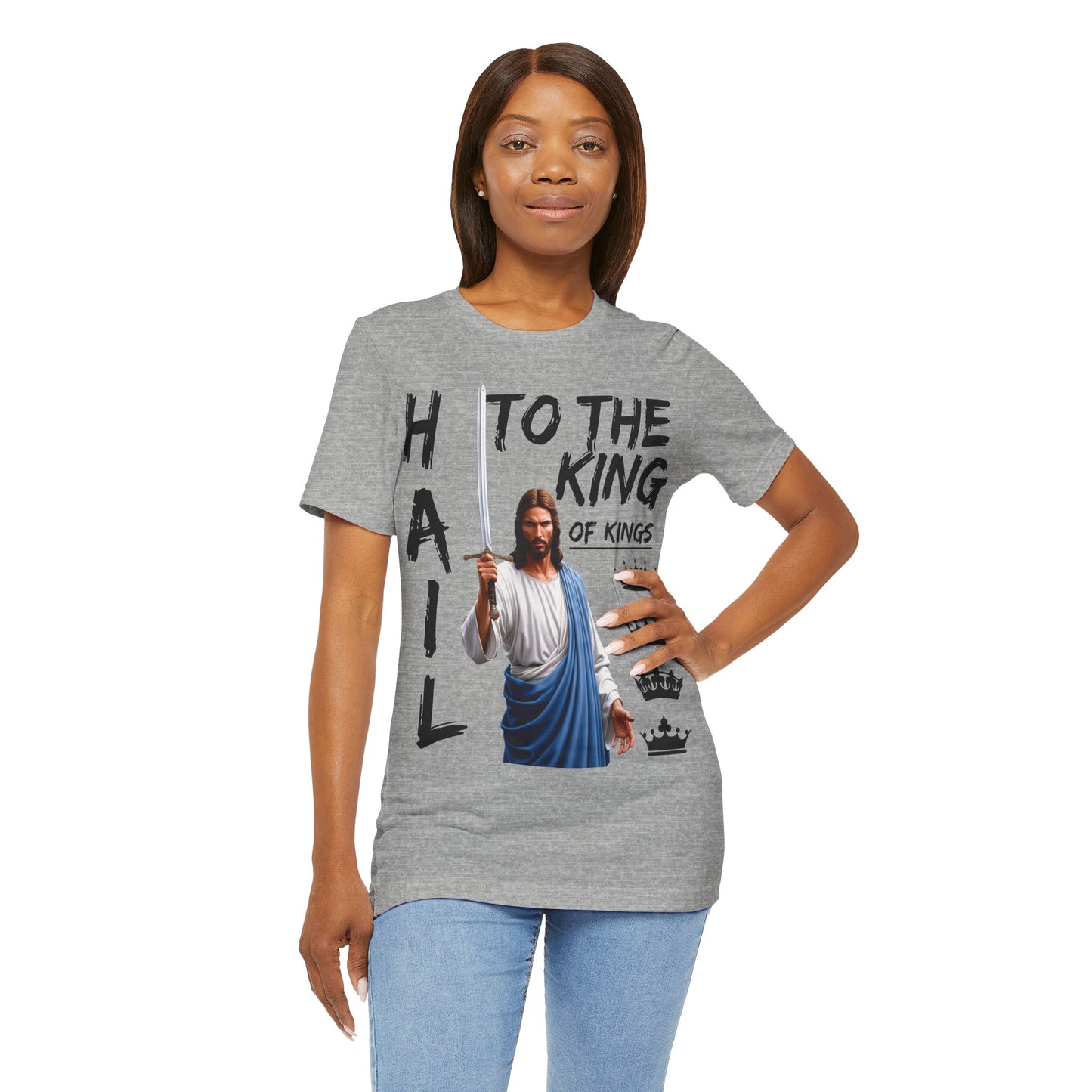 "Hail to the King of Kings T-Shirt | Powerful Christian Symbolism by The Holy Fight"