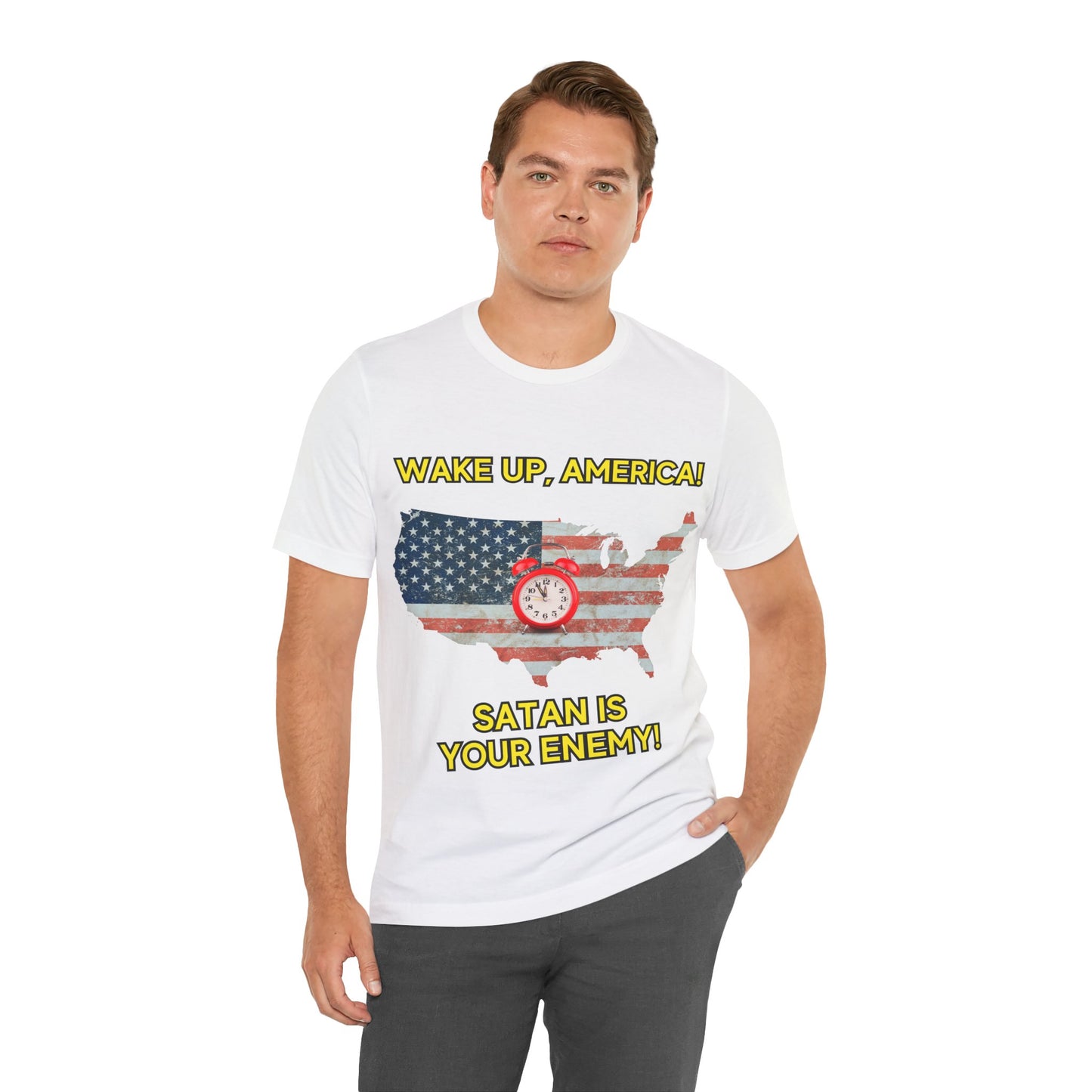 "Wake Up America T-Shirt | Christian Patriotism & Spiritual Alertness by The Holy Fight"